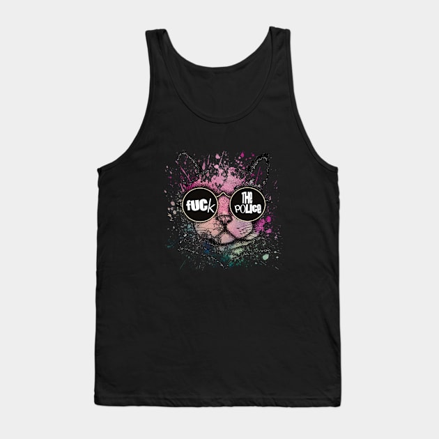 Fuck the police cat Tank Top by RataGorrata